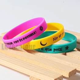 Custom Color Filled Engraved Silicone Wristband Printing Silicon Bracelet