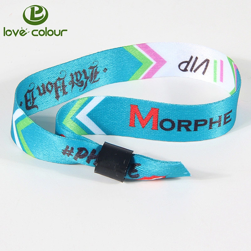 Fashion style polyester printing adjustable ribbon wristbands