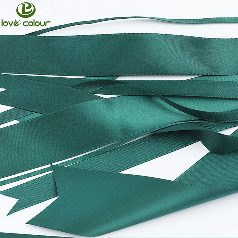 Custom Single Sided Dark Green Satin Ribbon Christmas Ribbon Xmas For Gift Packing