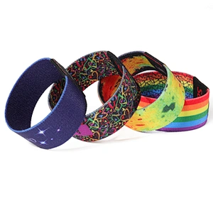 Custom polyester printing your own logo elastic wristband for promotion