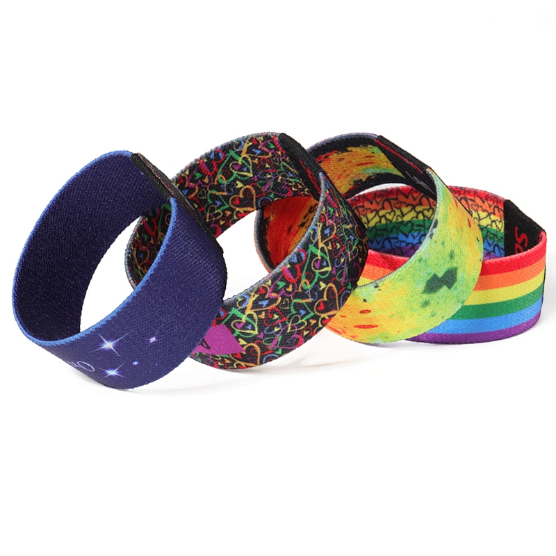 Custom polyester printing your own logo elastic wristband for promotion