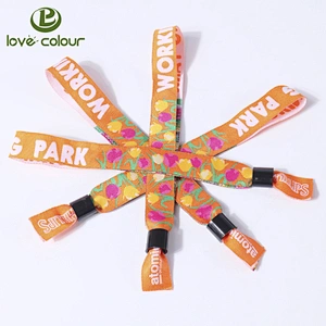 Custom polyester fabric cloth woven wristbands for multi day festivals and sporting events