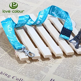 Sublimation print logo ribbon custom lanyard strap with safety buckle
