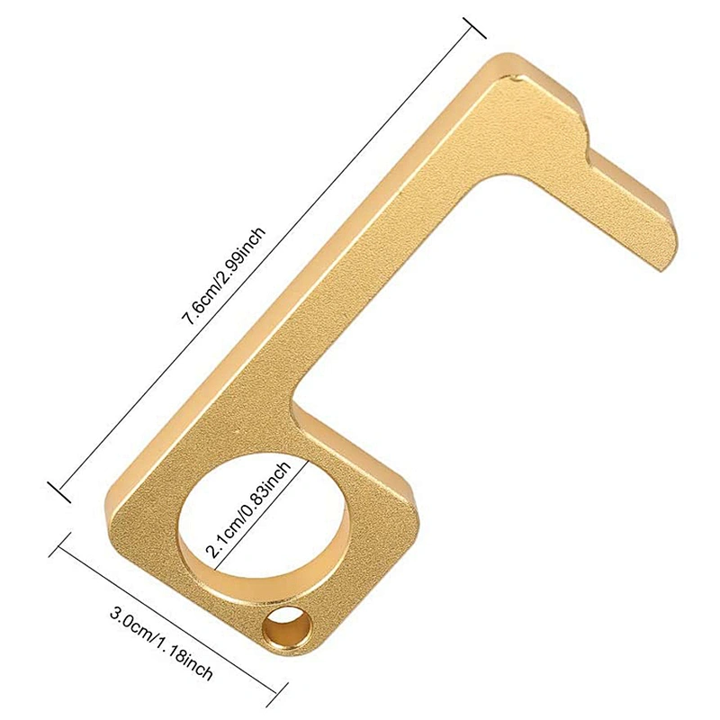 Custom Brass Hand Door Opener No Touch Aluminum Tool Keychain Metal Zinc Alloy Logo Door EDC Keychain Tools