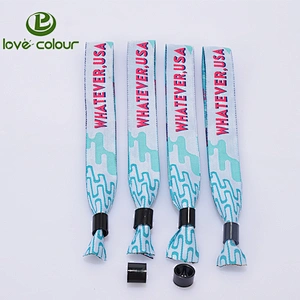 Popular custom logo polyester fabric cloth wristband for music event