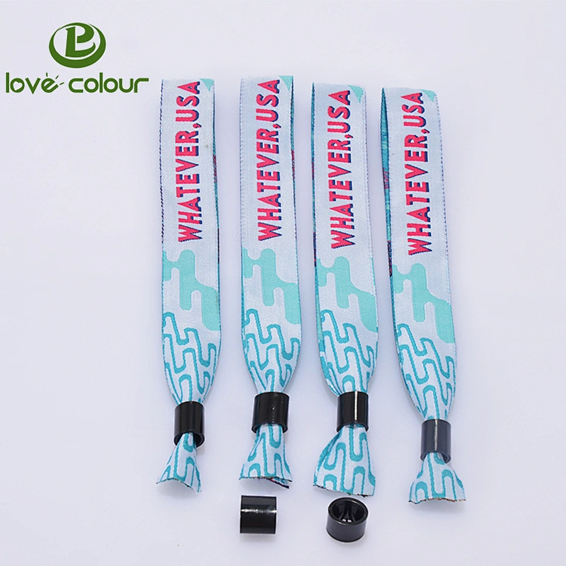 Popular custom logo polyester fabric cloth wristband for music event