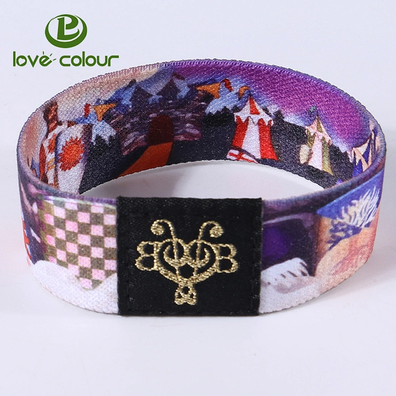 New custom polyester fabric elastic wristband bracelet