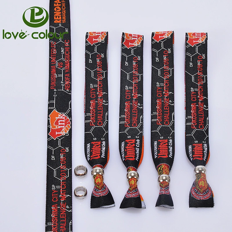 Custom event festival party fabric wristband bracelet with reusable closure