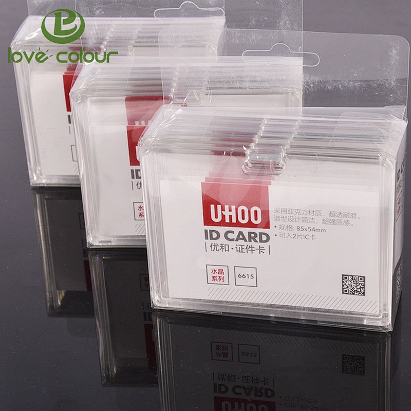 Custom hard plastic id card holder/Crystal ID card holder with strap