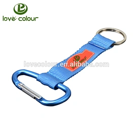Custom polyester printing carabiner keychain wrist straps with your own logo on them