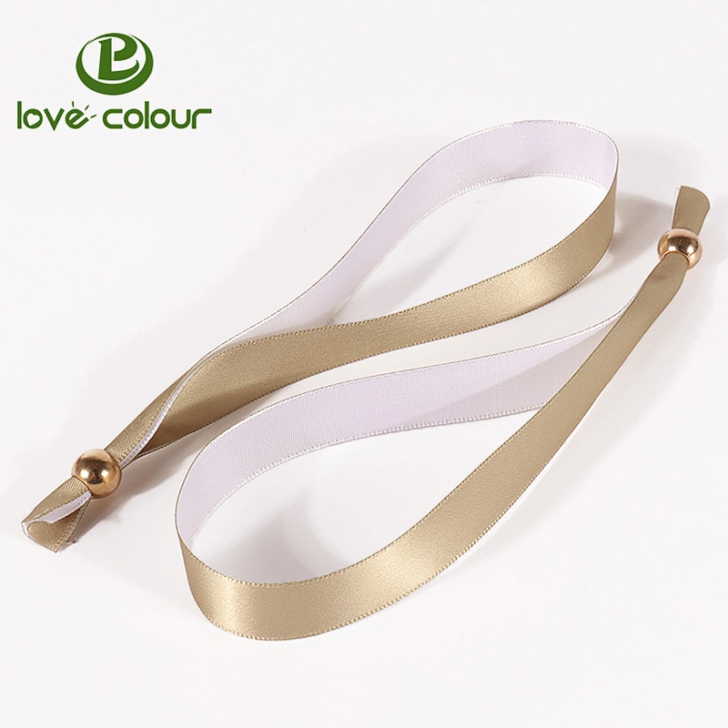 Polyester heat transfer printed satin wristband with plastic clip
