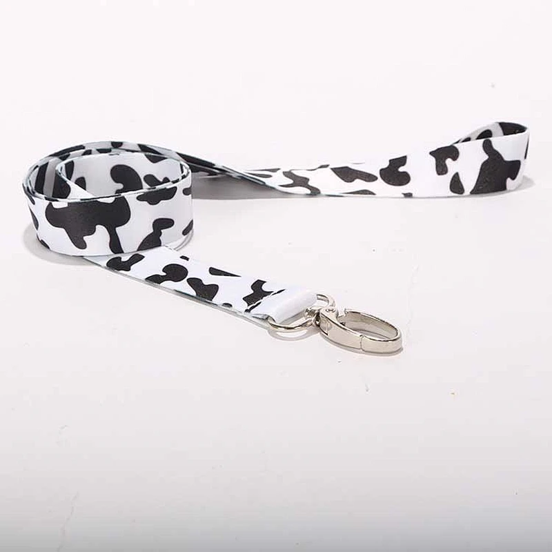 Free sample popular custom cheap polyester printed cow printed lanyard