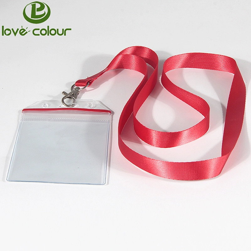 Promotional Customized Exhibition Plastic badge holders satin lanyard
