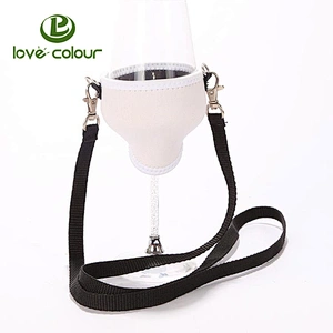 Polyester material custom lanyard with neoprene wine glass holder