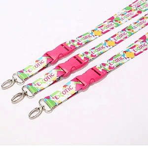 Cheap custom sublimation printing flower lanyard strap with colored buckle