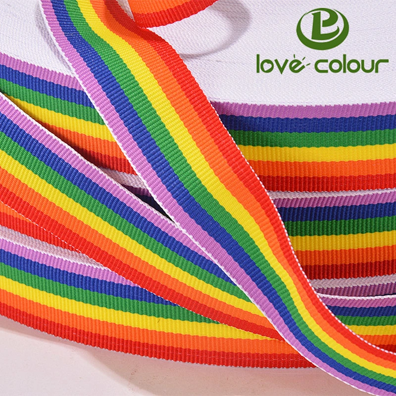 Factory supply wholesale polyester rainbow webbing strap band