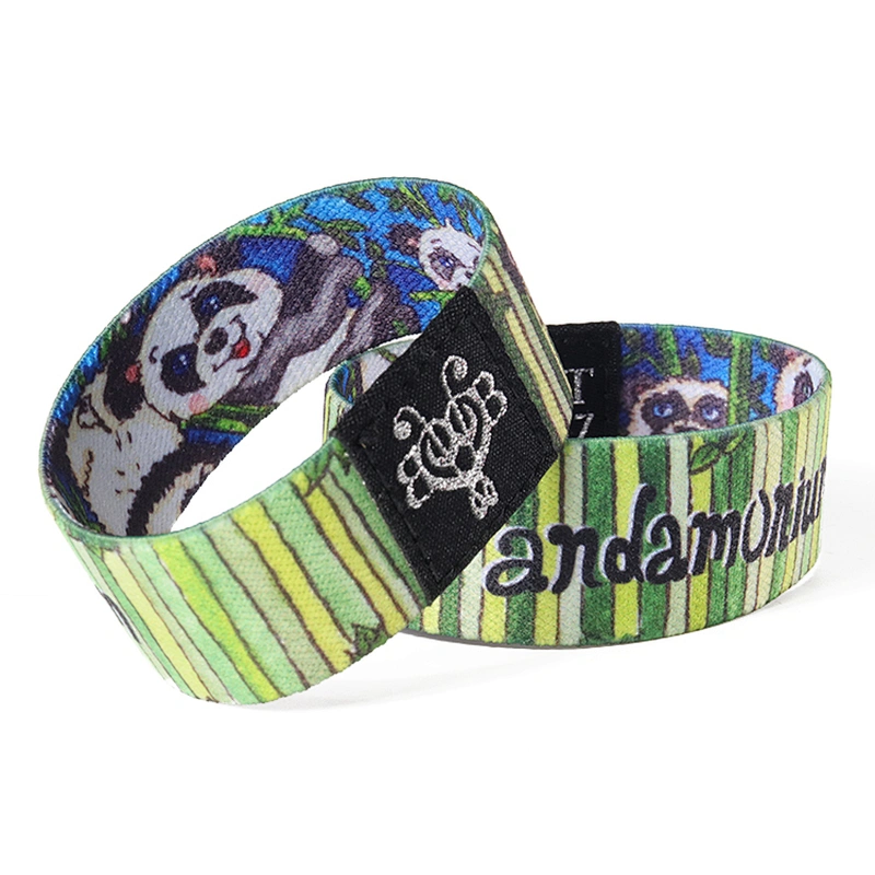 Polyester Fabric Custom Logo Festival Elastic Wristbands