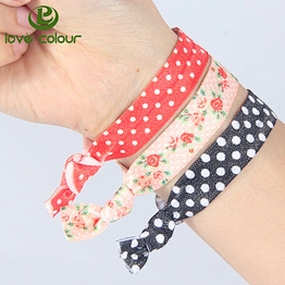 Printed fold over hair ties elastic hair band bulk for ladies
