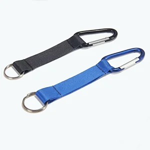 Polyester custom high quality fabric short keychain lanyard strap
