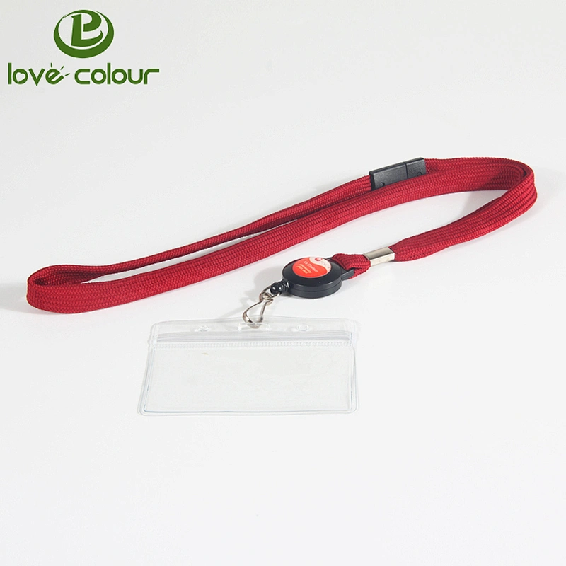 Polyester Custom Woven Logo ID Badge Reel Lanyard