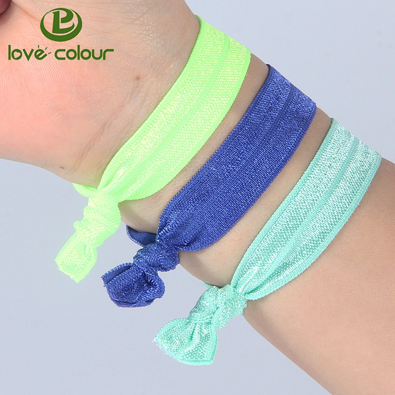 Custom grey color polyester elastic ribbon hair ties hair band