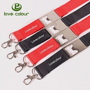New arrivals factory custom advertising red lanyard with bottle opener
