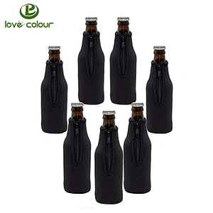 Wholesale neoprene solid color blank neoprene beer bottle cooler holder bag sleeve coolies with oem logo
