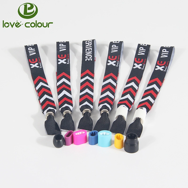Factory directly custom festival woven ribbon wristband with lock