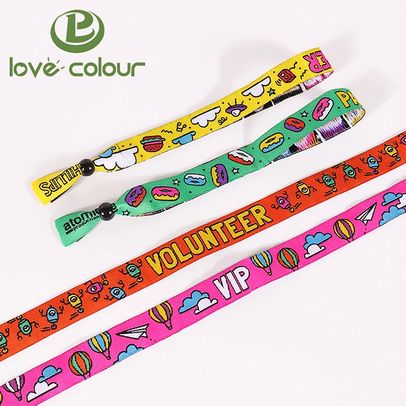 Custom polyester festival woven wristband with plastic closer