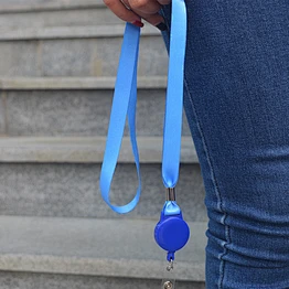 Custom polyester light blue neck lanyard Strap Key Chain rope with badge reel on sale