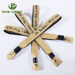 Custom polyester woven wristbands with plastic sliding clip closure