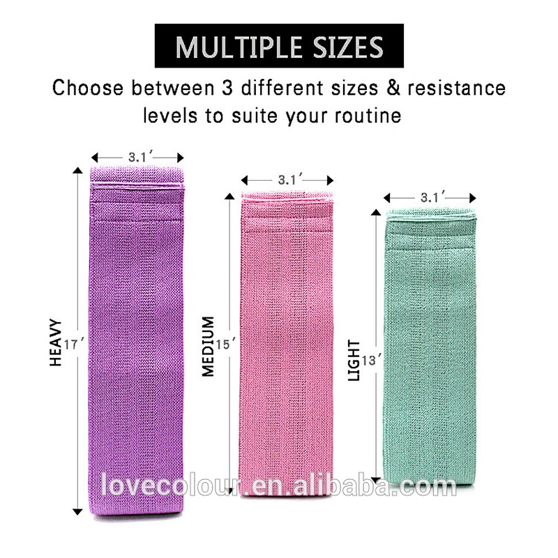 Wholesale Custom Logo Hip Yoga Exercise Non Slip Elastic Fitness Workout Home Gym Fabric Resistance Bands