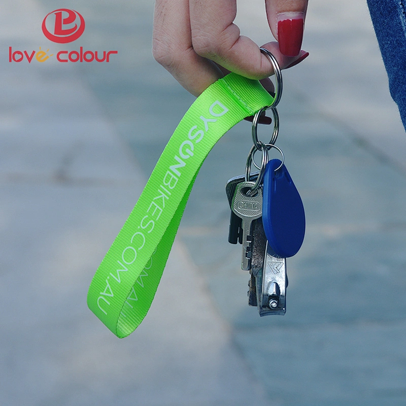 Custom short nylon Keychain Strap And Split Ring