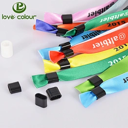 Cheap custom colorful satin festival wristband plastic clips