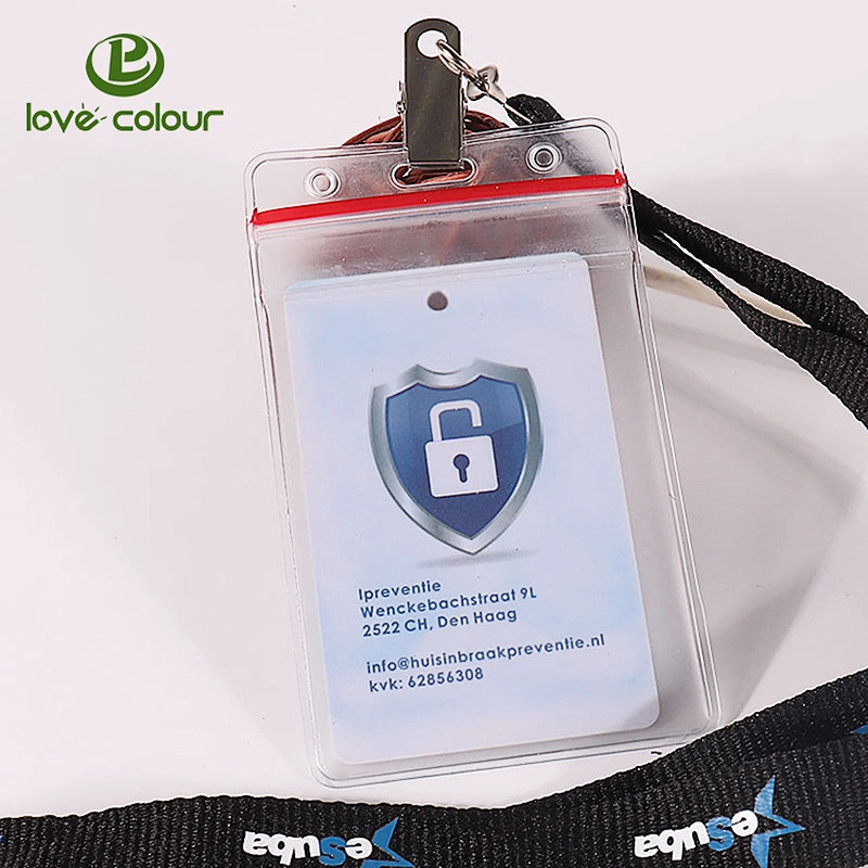 Custom PVC Vertical Design ID Card Badge Holder With Neck Rope Strap