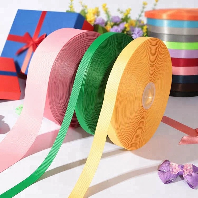 Polyester pink color 38mm grosgrain wedding webbing