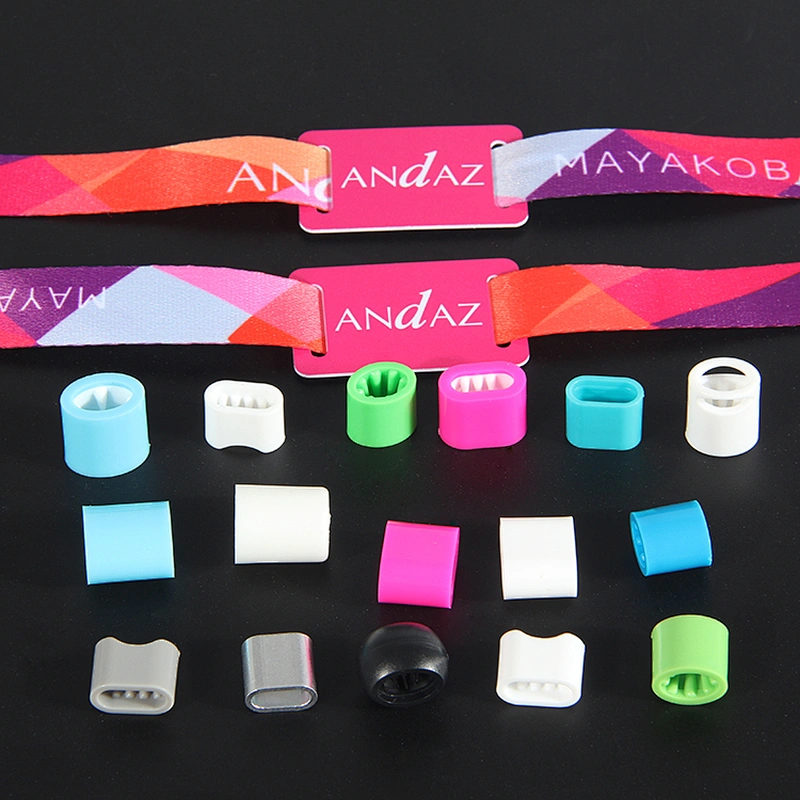 Wholesale Different Color Woven fabric Wristbands Plastic One-way Sliding Lock