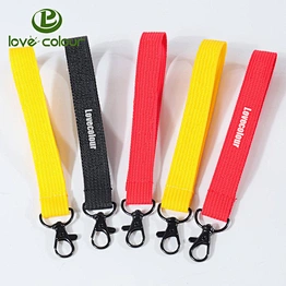 Hot Custom Polyester Wrist Lanyards Strap With Key Chains