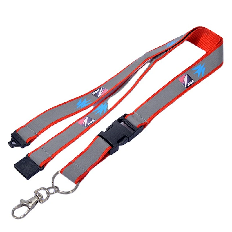 Custom eco-friendly business id card holder polyester printing reflective lanyard strap