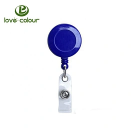 Custom Dark Blue Reel ID Badge Retractable Buckles
