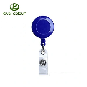 Custom Dark Blue Reel ID Badge Retractable Buckles