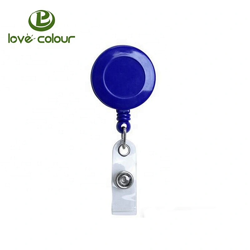 Custom Dark Blue Reel ID Badge Retractable Buckles