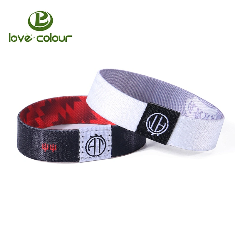 Wholesale custom elastic fabric band bracelet stretchy ribbon wristband