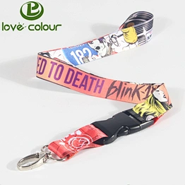 Custom Polyester Dye-Sublimated Lanyard with Slide Buckle Release And Silver Metal Oval Clip