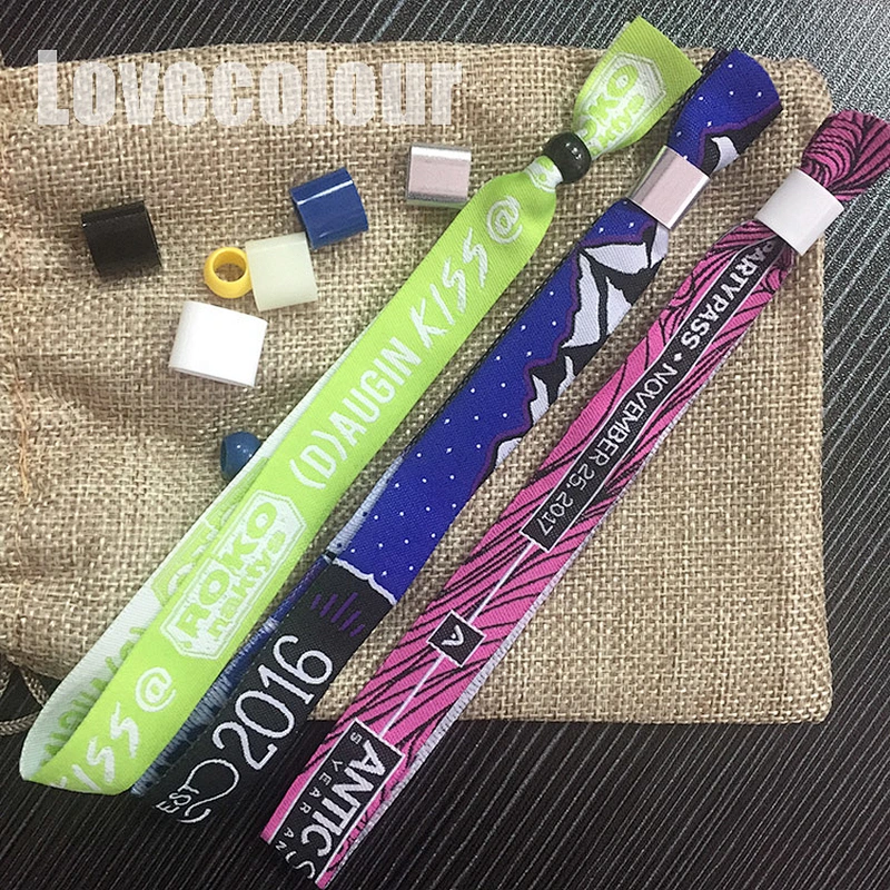 Factory custom polyester disposable festival woven wristband for events free design