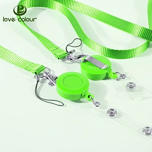 Custom fashion retractable plastic badge reel polyester lanyard strap