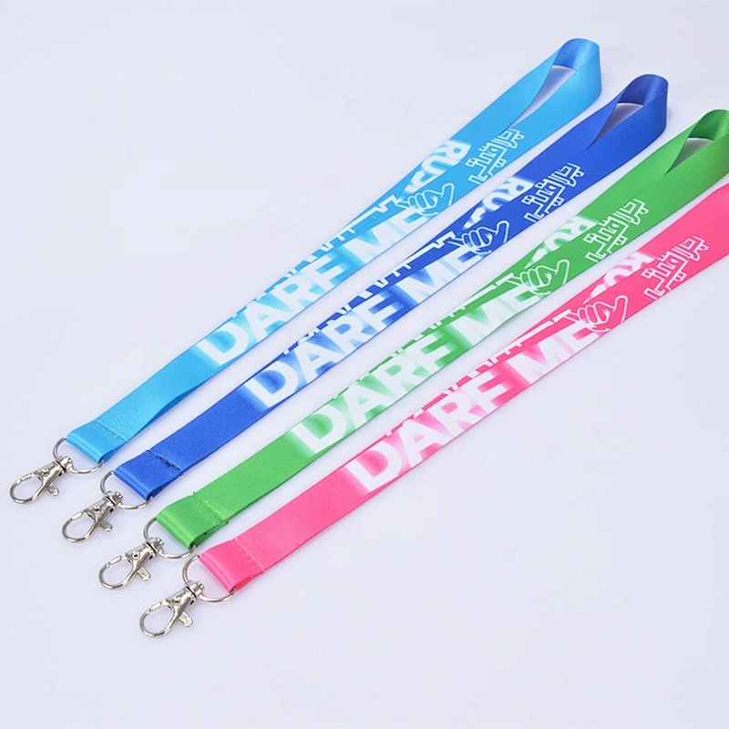 Cheap custom sublimation printing flower lanyard strap with colored buckle
