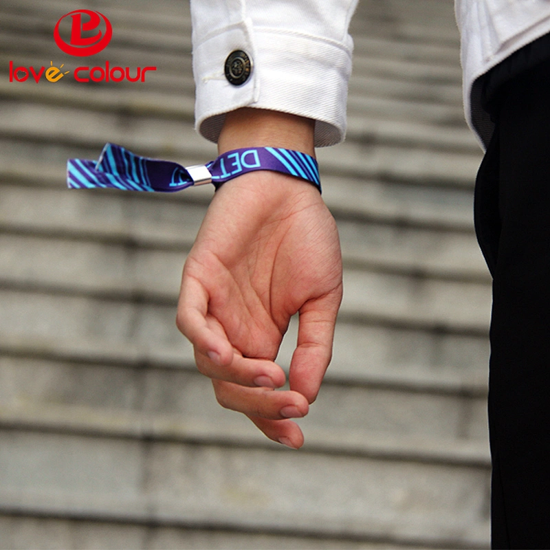 Promotion Items custom cloth wristbands with one time use lock