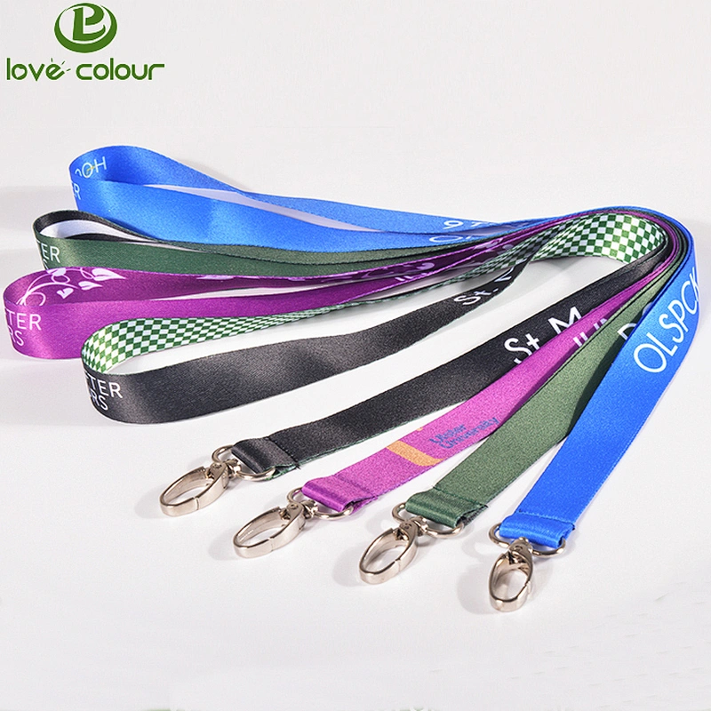 Polyester material lanyard printing company logo and website