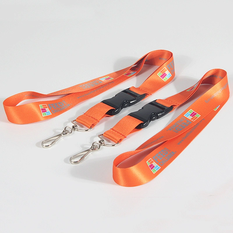 Custom Orange Color High Quality J-hook Polyester Lanyard Branded with Your Logo